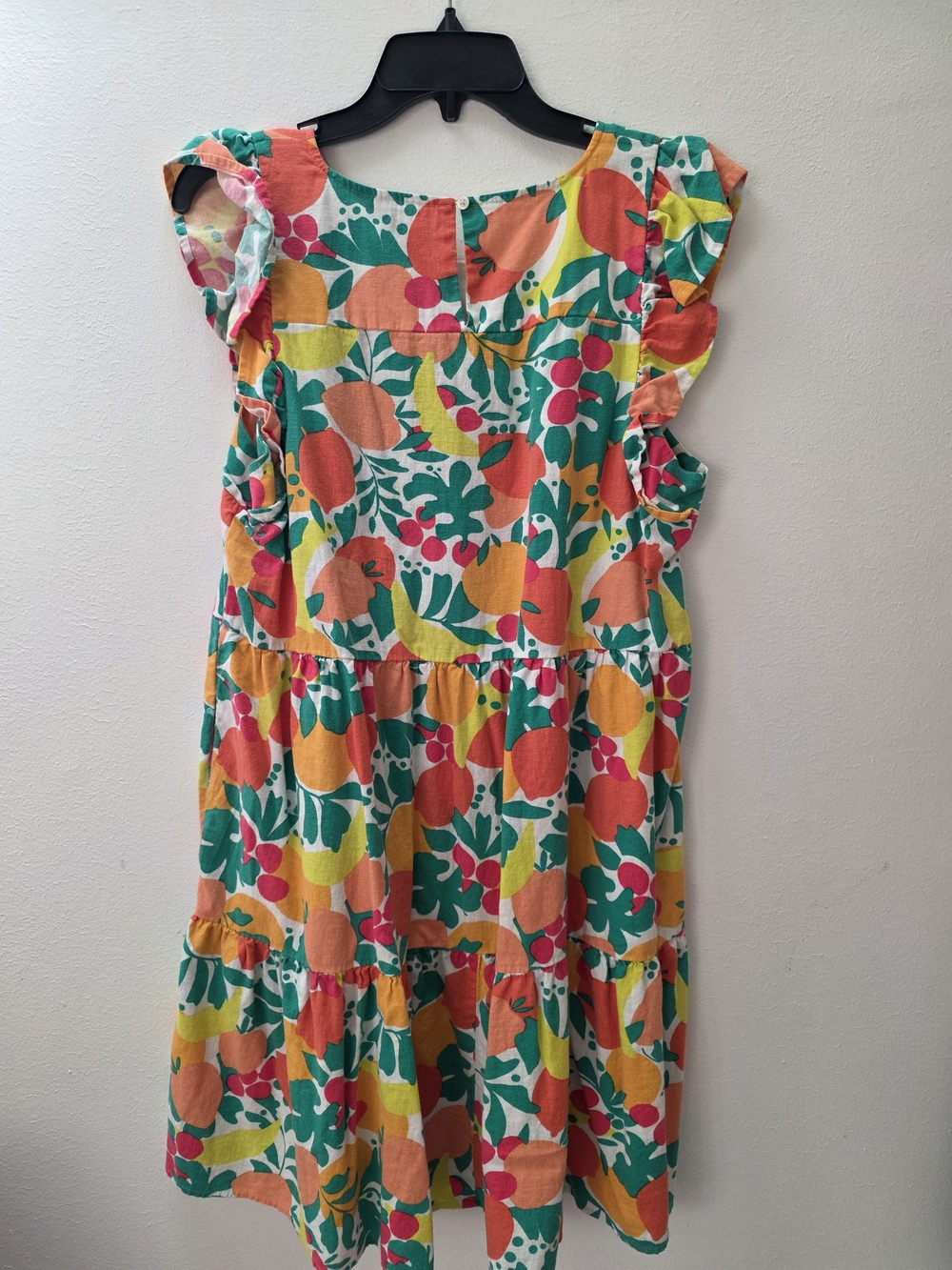 JCREW Colorful Fruit-Print Tiered Dress - Pink, Yellow & Green - Picture 2 of 5